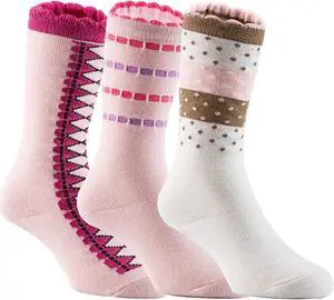 Lian LifeStyle Baby Children's 3 Pairs Charming Knee High Cotton Socks. Durable, Cozy, and Fancy With a  Wide Color and Size Range 3 Girl Color(D)