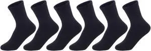 Lian LifeStyle Children's 6 Pairs Premium Cotton Socks Lightweight & Effective Crew Socks- Sweat Absorbent Size M(9Y-12Y) JH0108 Black