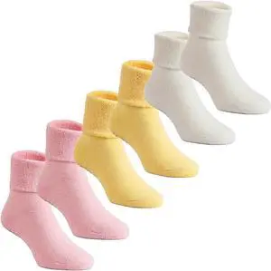 Lian LifeStyle Super Cute Unisex Children 6 Pairs Cotton Crew Socks Comfortable, Fancy, and Healthy ZM01 Size (1Y-3Y) Girl Color