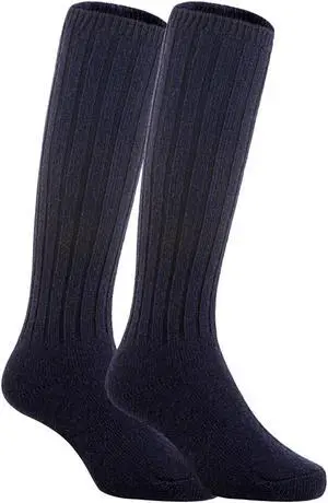 Lian LifeStyle Fascinating Children's 4 Pairs Knee High Wool Blend Boot Socks Resistant, Comfortable and Health Focused Size M(2-4Y)-(Navy)