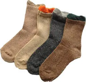 Lian LifeStyle 4 Pairs Attractive Women's Mid Calf Cotton Crew Socks with Super High Quality Fibers HR158141 Size 6-9 4 Color