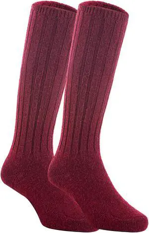 Lian LifeStyle Fascinating Children's 2 Pairs Knee High Wool Blend Boot Socks Resistant, Comfortable and Health Focused Size M(2-4Y)- (Wine)