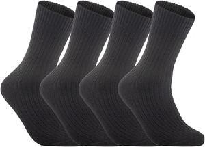 Lian LifeStyle Ultralight, High-Performance & Great Activewear Men's 4 Pairs Breathable Wool Crew Socks For All Season and Weather Size 6-9 (Black)