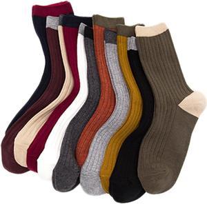 Lian LifeStyle Attractive Women's 6 Pairs Cotton Crew Socks With Super high Quality Soft Fibers Size 6-9 HR1751 (Assorted)
