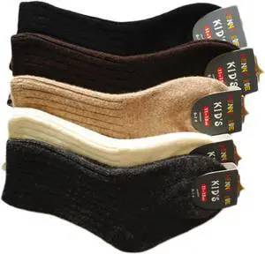 Lian LifeStyle Fascinating Children 2 Pairs Knee High Wool Socks Comfortable and Health Focused Size (15-17cm/5Y-8Y) HR1618 Random Girl Color Black