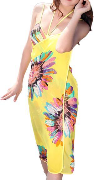 Lian LifeStyle Sexy Women's Fabulous Bathing Suit Cover Ups Beachwear Suit. Attractive Swimwear Dress- A Beach Apparel (Yellow)