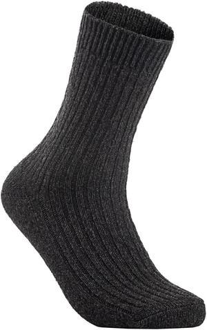 Lian LifeStyle Gorgeous Big Girl's Women's 4 Pairs Wool Blend Crew Socks.Durable & Breathable Sleep, Hiking and Camping Socks Size 6-9 FS03(Dark Gray)