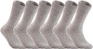 Lian LifeStyle Ultralight, High-Performance & Great Activewear Men's 6 Pairs Breathable Wool Crew Socks For All Season and Weather Size 6-9(LightGray)