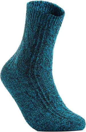 Lian LifeStyle Big Girl's Women's 6 Pairs Supersoft, Fuzzy and Cozy Wool Blend Crew Socks Suitable as an Active Wear HR1613 Size 6-9(Blue)