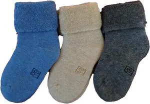 Lian LifeStyle Fantastic, Super Comfortable, Soft, Adorable & Durable 6 Pairs Children Wool Crew Socks Size6M-12M (Blue,Gray,Beige)