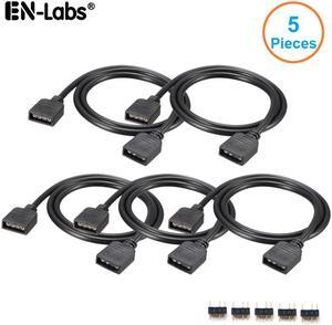EnLabs 5V 3pin ARGB Female to Female 3 Pin Extension Connector Cord Wire for PC RGB Fan Cooler & 5050 3528 LED Light Strips-1.64FT - 5 Pack