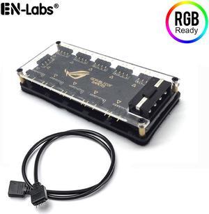 EnLabs 5V 3 pin ARGB RGBW PMMA Case hUB w Tape Molex 4pin Powered for ASUS AURA SYNCRGB Splitter for GIGABYTE MSI ASRock RGB LED Strip Light PC RGB Fan Cooler1FT Extension Cable Included