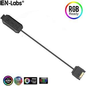 EnLabs 5V 3pin ARGB Controller for Computer PC RGB Fan,SATA Powered 3 Button LED Controller Cable Adapter for Light Strip,Water Cooler Radiators