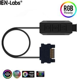 EnLabs 12V 4pin RGB Controller Cable for Computer Case Fan,SATA Powered 3 Button RGB Control Adapter for LED Strip Lights,PC Cooling Water Liquid Radiators
