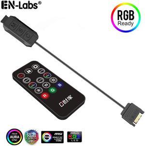 EnLabs Wireless IR Remote 12V RGB Controller,12V 4 Pin to SATA AURA RGB Controller for Cooling Fan,LED Strip,Case Fan RGB SYNC-6.6FT Distance Using