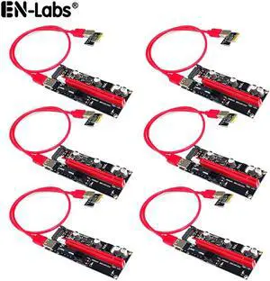 PCIe Riser Cable 1X to 16X Graphics Extension for GPU Mining Powered Riser Adapter Card, 60cm USB 3.0 Cable,PCI Express X1 to X16 GPU Mining Card, SATA,6Pin and Molex 3 Power Options-6pcs/Lot