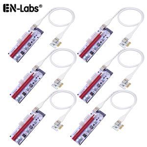 2X Adattatore PCI-E Extender 1x A 16x Con LED Blu | Installazione Orizzontale | Versione 009S Plus Per Mining GPU