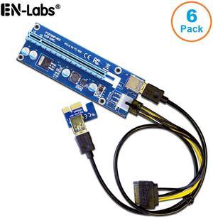 6Packs GPU Riser Cable Adapter,6-Pins PCI-e 1x to 16x Graphics Extension for GPU Mining Powered Riser Card - PCI Express X1 to X16 GPU Card w/ 60cm USB 3.0 & SATA to PCIe 6pin Power Cable Include