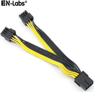 EnLabs PCIE8PSPL8P6IN 6 inch PCIe 8pin to 2 x 8pin(6+2) Male to Female PCI-E Power Splitter Cable for GPU Power Supply,Dual PCIe 8pin Ethereum Mining Video Card to PSU Power Cable