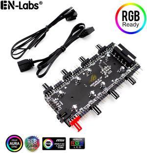 Fan Hub Computer 12V Mini Fan Controller Molex 4Pin SATA 15Pin Power 8Port  4Pin Fan Splitter Hub for PC Desktop RGB CPU Fans Hub