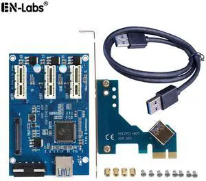 PCIe x1 to 3 x1 Slot PCI-e Express Switch Multiplier Hub GPU Riser Card Adapter w/USB 3.0 Cable,PCIe 1x to 3 Ports Splitter Power by SATA & Molex for Video Card Mining PCIe x1 to 3 x1 Slot PCI-e Express Switch Multiplier Hub GPU Riser Card Adapter w/USB 3.0 Cable,PCIe 1x to 3 Ports Splitter Power by SATA & Molex for Video Card Mining