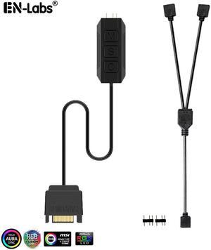 5V 3-Pin RGB / FRGB / ARGB / AURA Controller for Fans and Coolers w/ SATA 5V Power Cable - 1FT RGB 3pin Female 1 to 4 Splitter Cable Include