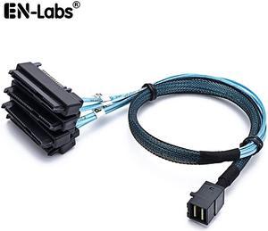 SFF-8643 to SFF-8482 Cable, Internal HD Mini SAS SFF8643 Host  to 4 X 29 Pin SFF8482 Target Adapter Cord with SATA 15 Pin Power Port,1.6FT