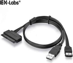 USB Powered eSATA Data to 2.5'' Hard Disk Drive SATA 22Pin SSD Adapter Cable for Laptop PC - 1.64FT