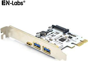 Carte PCI Express USB 5 Ports - Carte PCIe USB 3.2 Gen 2 (10Gbps) avec 1x  USB-C & 2x USB-A - 1x IDC 2 Ports (Extension Connecteur Interne USB 5Gbps)  