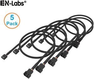 5 Pack 4 Pin PWM Fan Power Extension Cable with Black Sleeved Braided,CPU Cooler 4Pin Male to Female Adapter Cord for Computer ATX Case 4 Pin 3 Pin Cooling Fan - 15.7 Inch ,Black