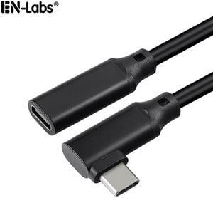 EnLabs USB10GCMF20CM90 USB Type C Male to Female Adapter,USB-C USB 3.1 Type-C  Right & Left Angled 90 Degree 4K@60Hz UHD with Audio/5A/10Gbps Extension Cable Laptop & Tablet & Cell Phone - 8inch,Black