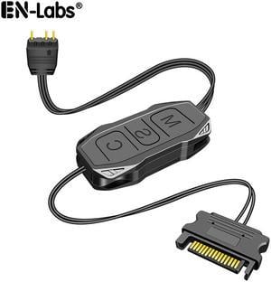 EnLabs 5V 3pin ARGB Controller for Computer PC RGB Fan,5V 3 Pin to SATA LED Controller Cable Adapter for Light Strip,Water Cooler Radiators - 1.64FT