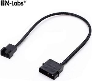 EN-Labs Molex to 3 Pin 4 Pin Fan Sleeved Power Splitter Cable Adapter,Molex LP4 to CPU Cooler  TX3 / TX4 (PWM) 12V PC Case Fan Cooler Y Splitter Power Extension Cord - 10 Inch,Black