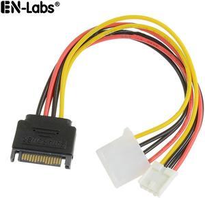 EN-Labs SATA to 4Pin Power Splitter Cable - SATA to IDE LP4 and Floppy Drive Molex SP4 4-pin Female Adpater Y Cable - 8 Inches