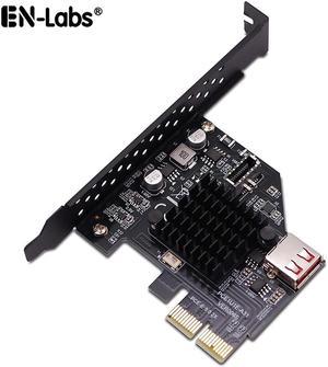 EN-Labs USB C Motherboard Header PCIe Card, USB 3.2 20Pin Internal Connector PCI Express Card for Front Panel, USB 10Gbps Type-E A-Key & USB 2.0 Type-A Female Expansion Card with Full-Profile Bracket