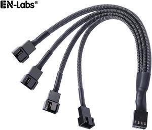 PWM Fan Splitter Cable Hub 1 to 4 Power Adpater,Motherboard PMW 4-pin Fan Sleeved Braided Y Splitter Internal Power Extension Cable for Computer CPU/Case Fan 1x4 Converter - 10 inches