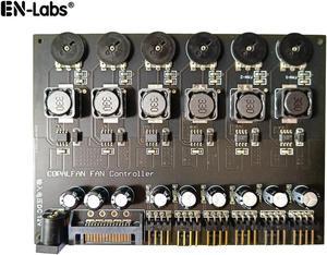 EnLabs TX3CO6S 6 Channel 3 pin 4 pin Computer CPU Cooler Case Fan Speed Controller w/ rubber backed Tap for PC Case Internal & Mining Cooling Installation - Power by SATA 15pin