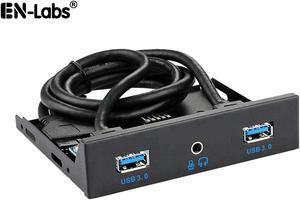 EnLabs FP35U34AP PC Case 3.5 inch front panel 2 Ports USB 3.0 USB Hub w/ HD Audio & Mic Combo Header 4Pin,USB Motherboard 20Pin to 2 Female Adapter Cable - 2 FT