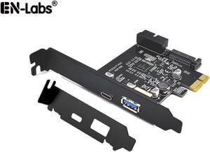 EnLabs PCIEU3ACS20 PCI-e to 4 Ports USB 3.2 GEN 1 (5Gbps)(USB Type-C +USB Type A  w/ Internal 19Pin USB 3.0 Dual Port)  PCI Express Card, Power by 15pin SATA w/ Full-Profile & Low-Profile Bracket