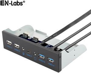 EN-Labs 5.25" Optical Drive USB Type C (10Gbps) Front Panel Computer Case Expansion Board w/ USB 3.1 Motherboard Header 20Pin Key-A,7 Ports Support Type-C, USB 3.0, USB 2.0, HD Audio & Microphone