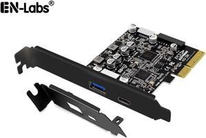 USB C 10Gbps PCIe 3.0 Card,PCI Express x4 to USB 3.2 Type-C and Type-A 10Gb/s with Type-E A Key & USB 3.0 20Pin Motherboard Header Expansion Card for Front Panel w/ Full-Profile & Low-Profile Bracket