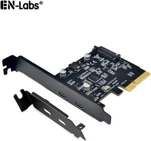 USB C PCIe Card,PCI-Express 4X to Type C USB 3.2 Gen 2 (10 Gbps) 2-Ports Expansion Card with Asmedia Chipset ASM3142 (Dual Type C) for Windows 7/8/10/Linux/MAC OS - Full & Low Profile Slot Bracket