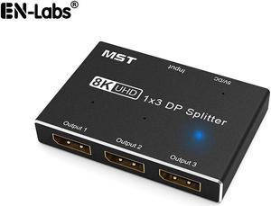 1 in 3 Out 8K DisplayPort-compatible Splitter 8K@30Hz 4K@120Hz DP MST SST Hub Converter Adapter 1x3 Port for Ultra HD Source to 3 HD Monitors