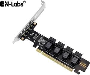 Quad U.2 NVME SSD to PCIe 4.0/3.0 x16 Expansion Card,4-Drive U.2 SSD 32Gbps Card with LED Indicator,PCIe x16 to SFF-8643 for SFF-8639 U.2 HDD with Full Profule and Low Profile PCI Brackets