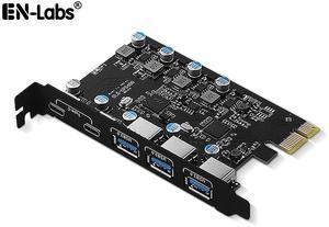 PCIe to 5 Port USB 3.0 (2X Type-C - 3X USB-A) Expansion Card,PCI Express X1 to USB 3.2 Gen1 5Gbps Hub Add on Card,Support Windows 10/8/7/XP and MAC OS 10.8.2 Above