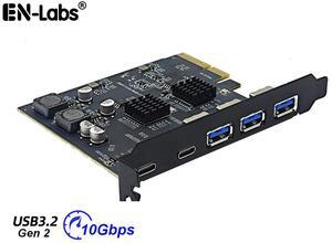 PCIe 3.0/4.0 to 10Gbps USB 3.2 Gen2 Expansion Card,5-Ports (2x USB Type-C,3x USB A) to PCI Express x4 PC Internal USB Hub for Windows 10/8/7 Linux and MAC OS 10.8.2 above with Full-Profile Slot Cover