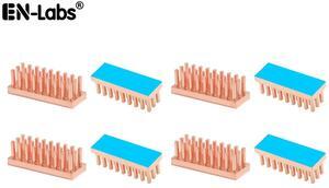 Copper Heatsink 22x8x7mm with 2.0 W/mK Thermal Adhesive Tape Heat Sink for Motherboard ,Memory, IC Chipset Cooling Radiator - Pack of 8