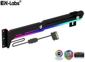 Graphics Card GPU Brace Support Video Card Sag Holder/Holster Bracket with 5V ARGB Strip,Built in SATA Powered ARGB Automatic Controller ,Length and Height Adjustable, Mounting by 3 PCI,Black