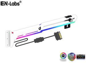 Graphics Card GPU Brace Support Video Card Sag Holder/Holster Bracket with 5V ARGB Strip,Built in SATA Powered ARGB Automatic Controller ,Length and Height Adjustable, Mounting by 3 PCI,White