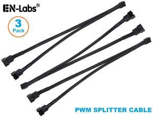 PWM Fan Splitter Cable,Black Sleeved 4pin PWM 2-Fan Power Y Power Cable, Motherboard 4-Pin Fan Header 1 to 2 Converter Adapter - 10.6",3 Packs
